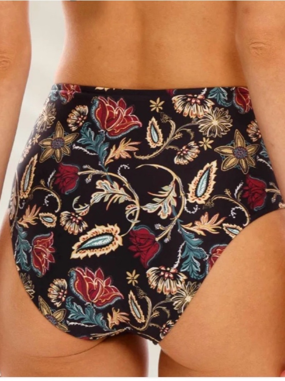 Black Floral Ruffle V-Neck Bikini Set - Picture 3 of 9